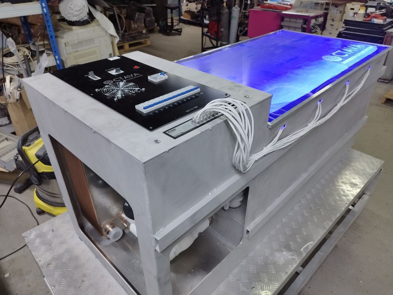 OCTAVA C12 Установка иммерсионного охлаждения (Octava Coolant - 500л, Прозрачная с подсветкой С12, До 96кВт Криптокотел, Термореле)